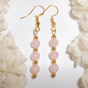 Earrings Set Pink Pastel & Gold Dangle Drop 6335